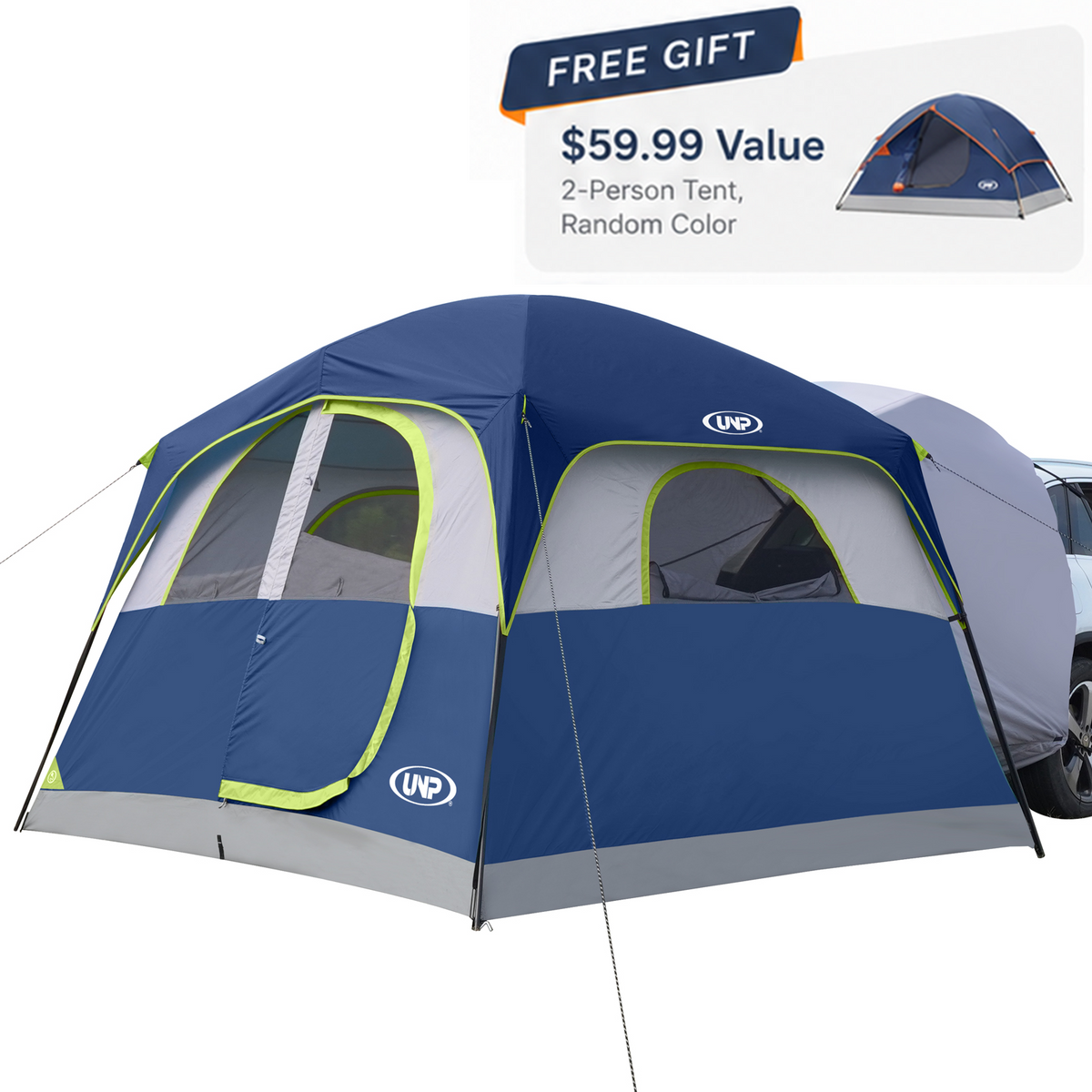 UNP 6-Person SUV Camping Tent, Waterproof, 4 Mesh Windows, Mesh Roof & Easy Setup