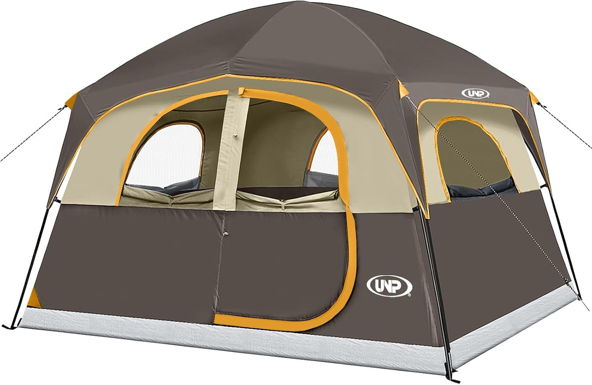 UNP 6-Person Waterproof Cabin Camping Tent with Steel Poles & Rainfly