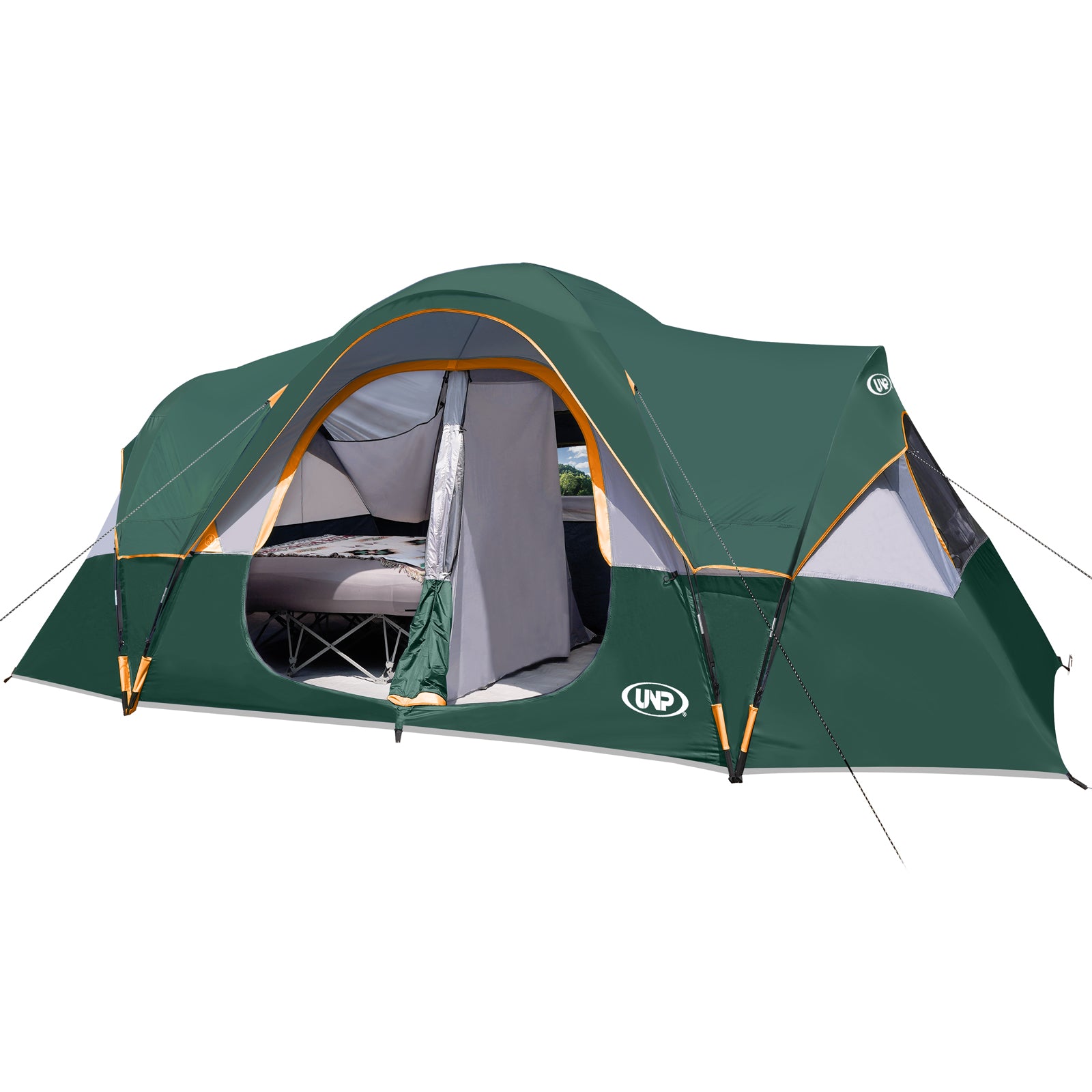 UNP 10 Person Family Tent 2 Separate Rooms with 3 Mesh Windows