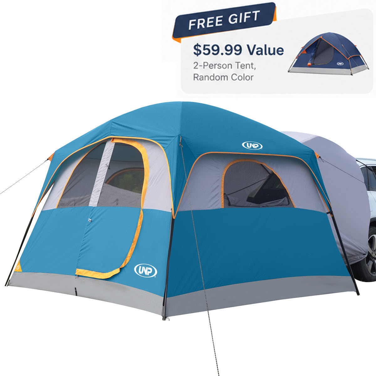 UNP 6-Person SUV Camping Tent, Waterproof, 4 Mesh Windows, Mesh Roof & Easy Setup