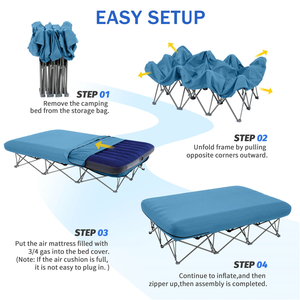 Camping Cot,Camping Cots for Adults,Folding Camping Cot with Inflatable Air Mattress and Carry Bag,for Outdoor Travel Camp Beach Vacation (not Included The Airpump)