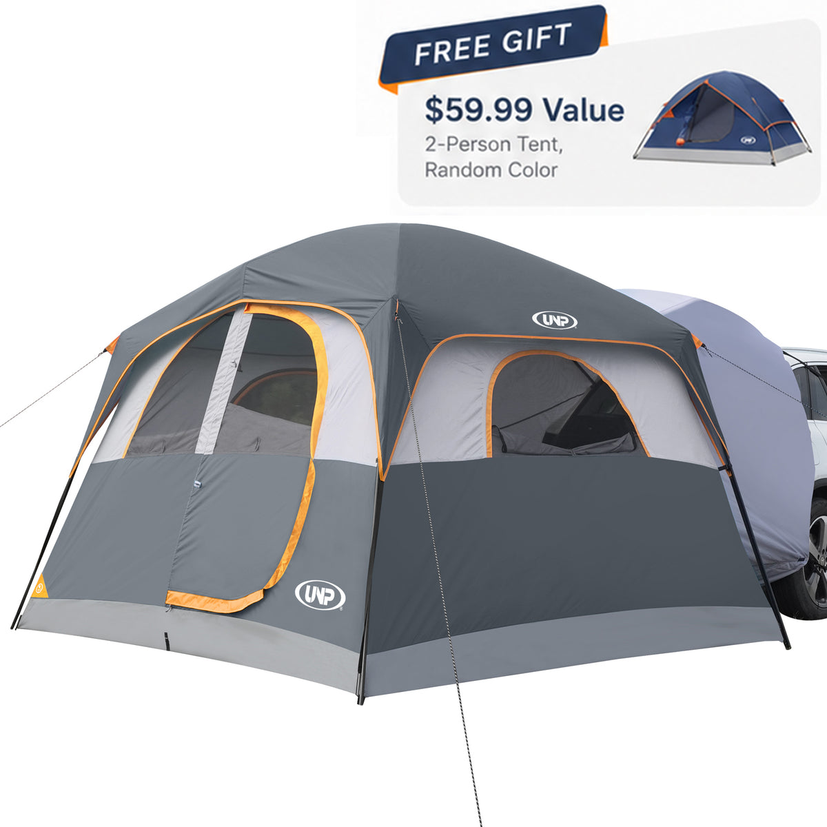 UNP 6-Person SUV Camping Tent, Waterproof, 4 Mesh Windows, Mesh Roof & Easy Setup