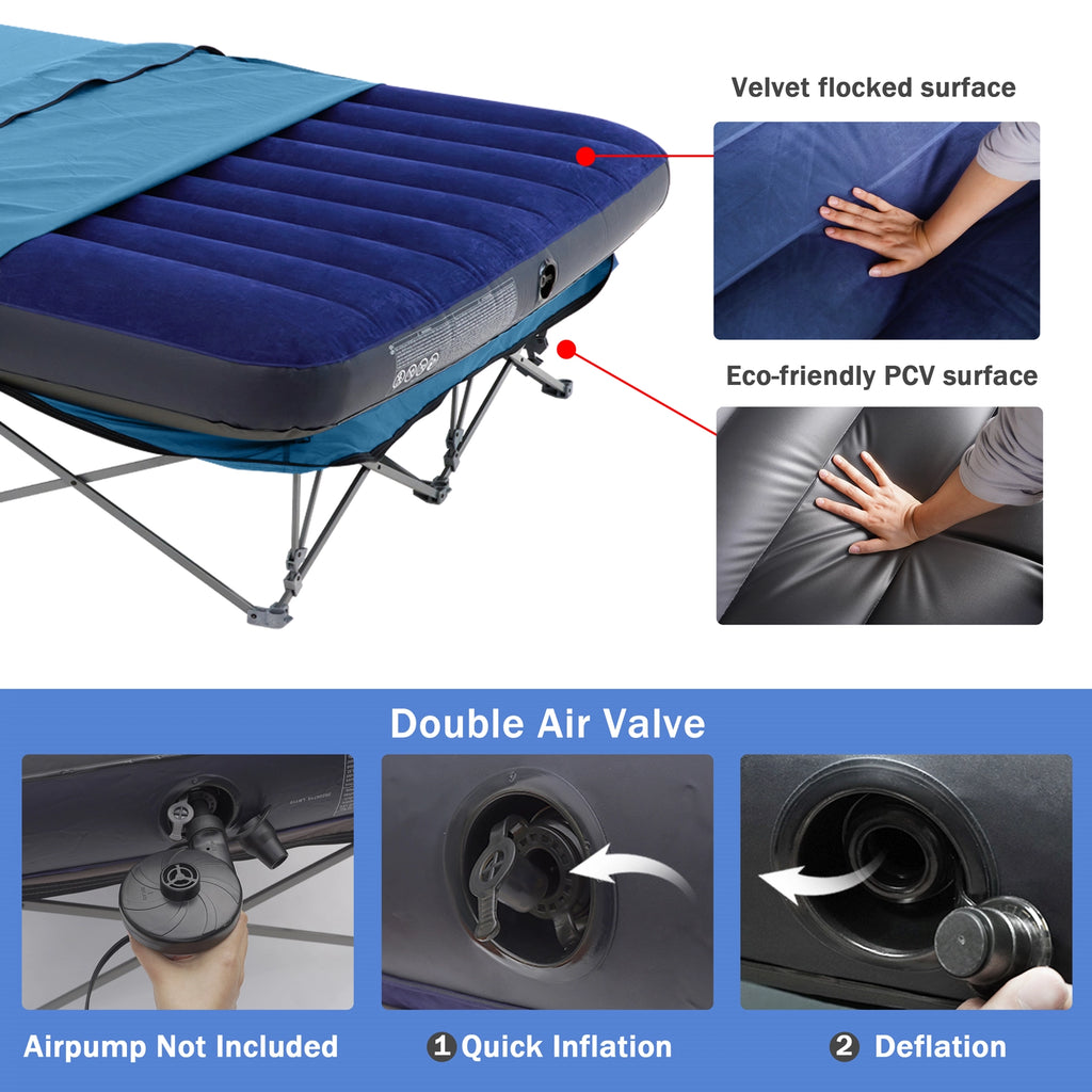 Camping Cot,Camping Cots for Adults,Folding Camping Cot with Inflatable Air Mattress and Carry Bag,for Outdoor Travel Camp Beach Vacation (not Included The Airpump)
