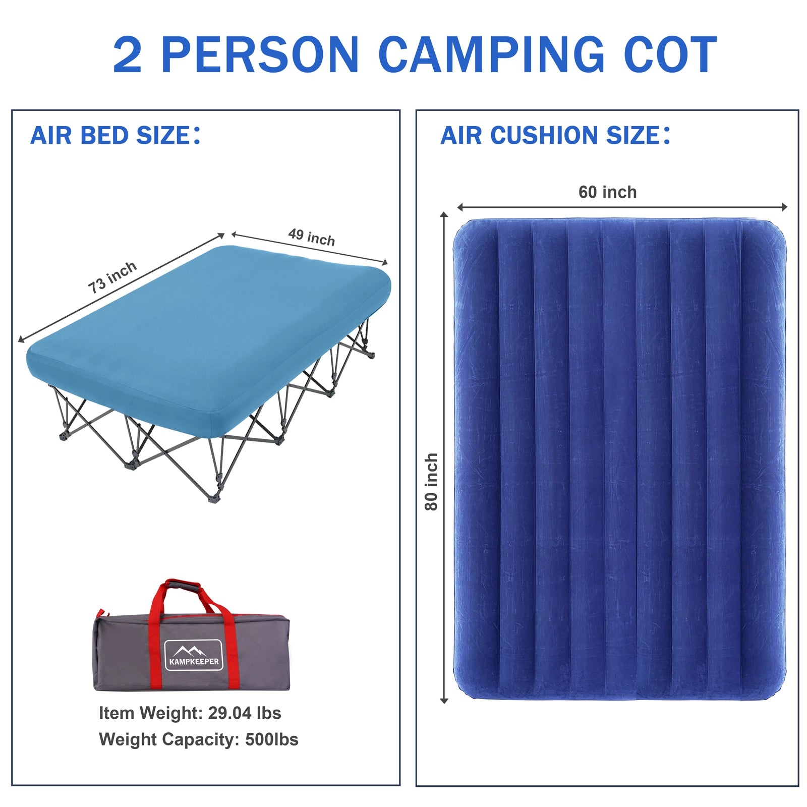 Camping Cot,Camping Cots for Adults,Folding Camping Cot with Inflatable Air Mattress and Carry Bag,for Outdoor Travel Camp Beach Vacation (not Included The Airpump)