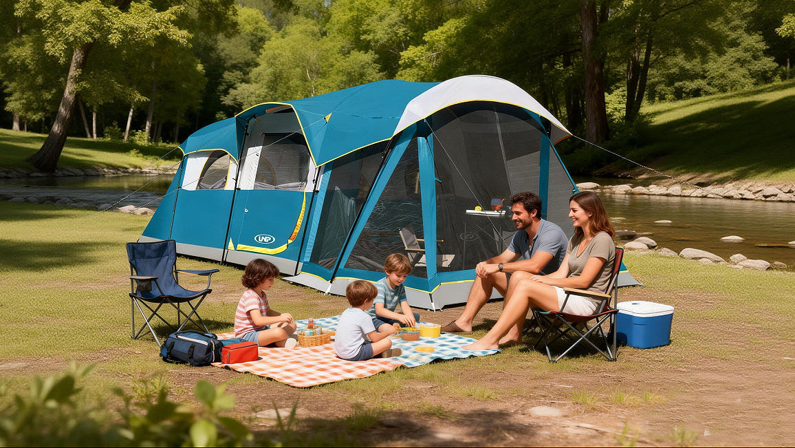 UNP new arrival multi-room family tent, large outdoor camping tent with screen room for big families, all-weather shelter for car camping