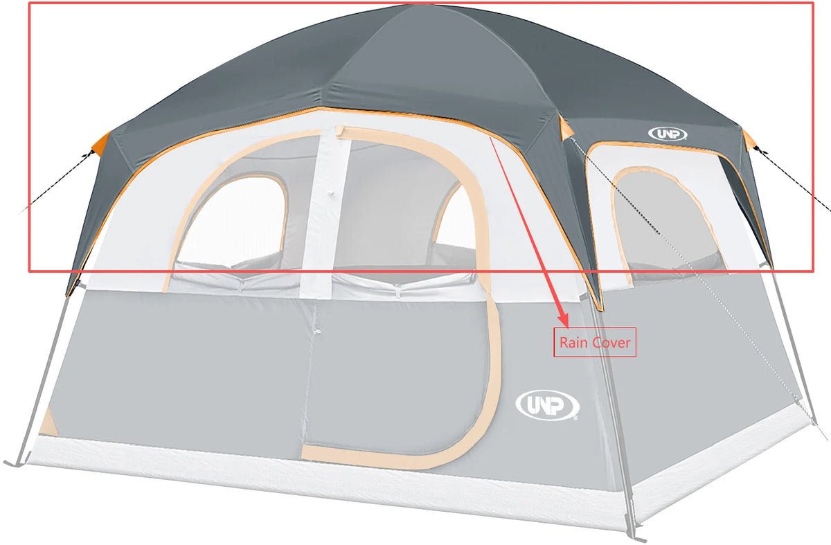 UNP 6 Person Large Family Camping Tent with Full Detachable Waterproof Rain Cover, Windproof All-Weather Cabin Tent for Outdoor Glamping & Road Trips
