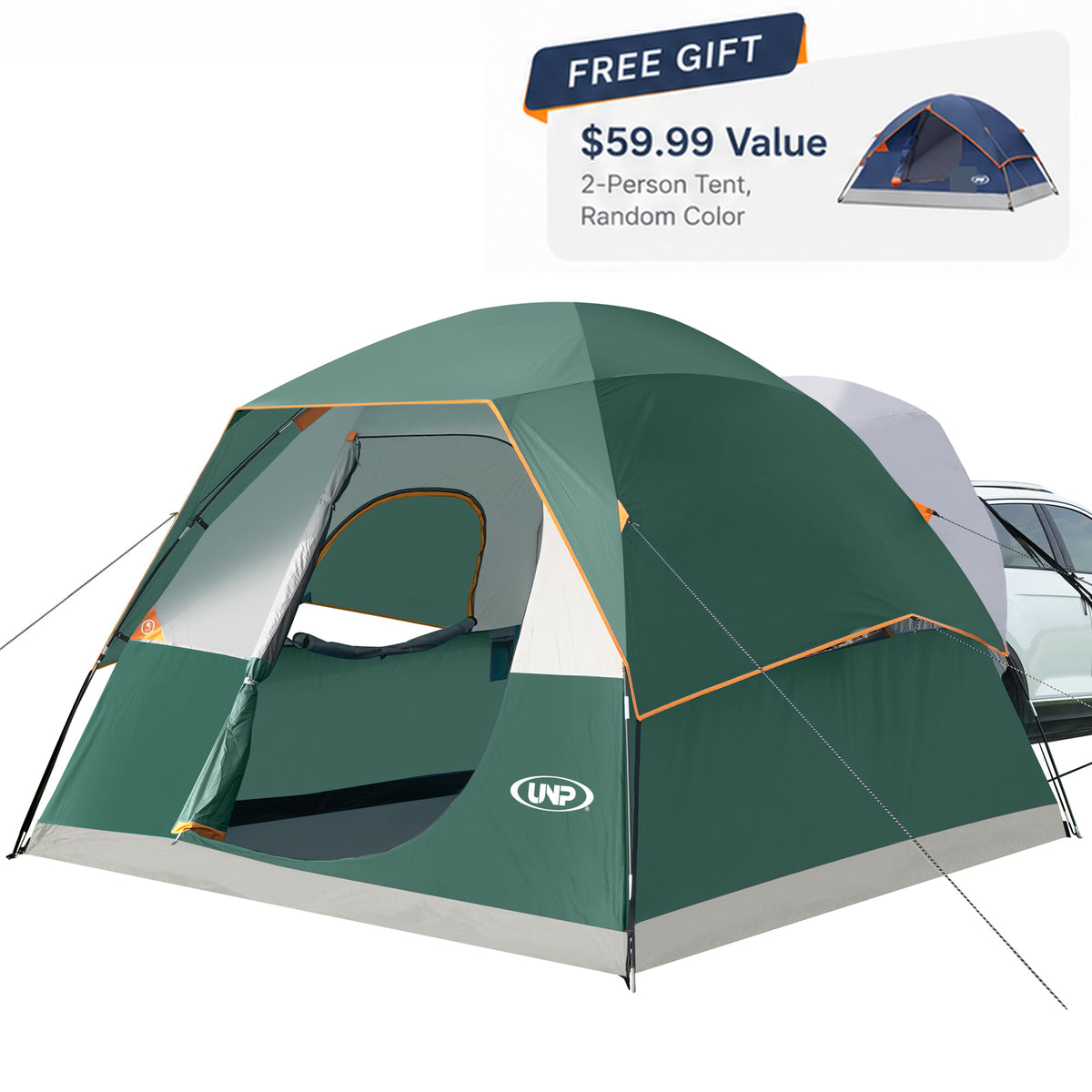 UNP 6-Person SUV Tent, 10×10 ft Waterproof Family Camping Tent,Easy Setup
