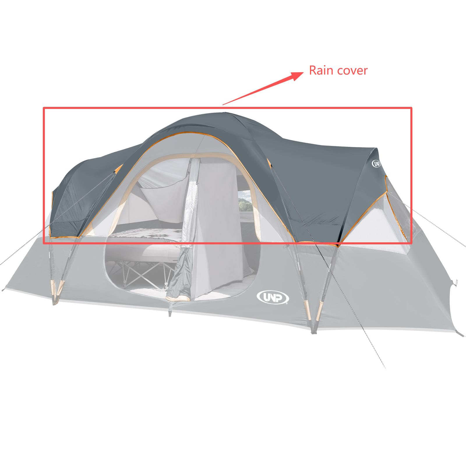 UNP 10 Person Tent Accessory Bundle | Waterproof Rain Fly + Privacy Room Divider Curtain