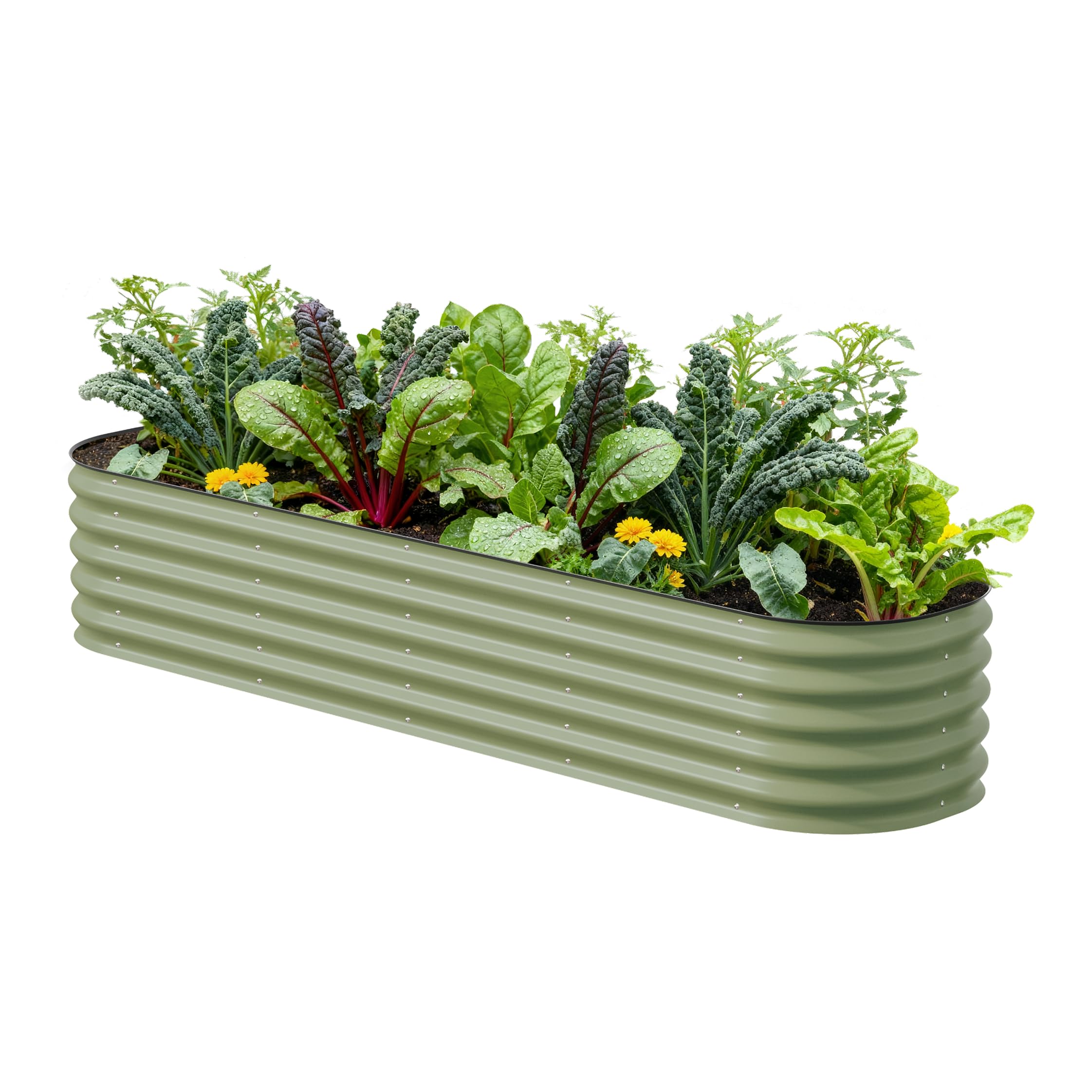 Hiker Garden 9-in-1 Metal Raised Garden Bed, 8' x 2' – Olive Green
