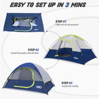 UNP 2-4 Person Tent, Waterproof Fast Setup Family Camping Tent
