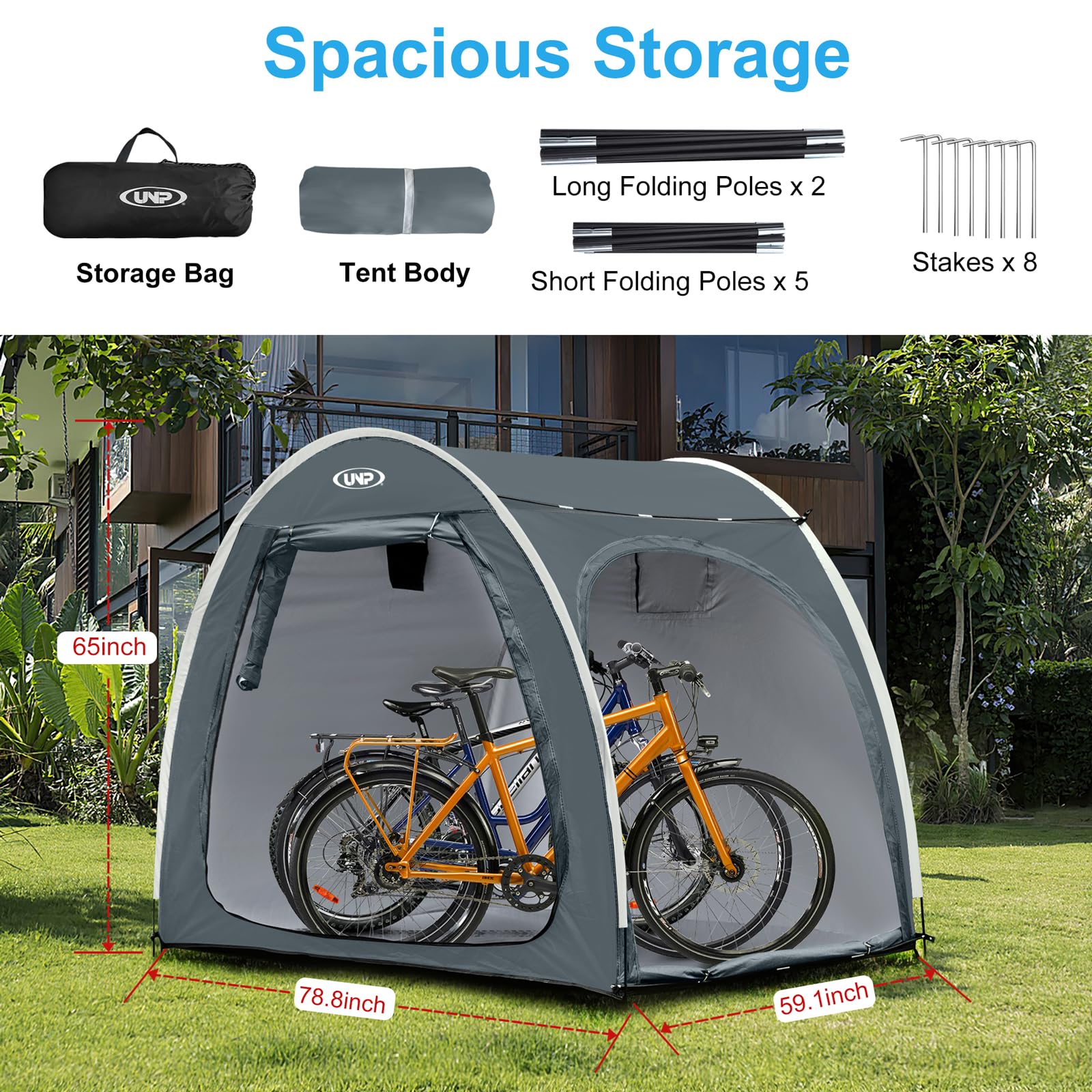 UNP Heavy-Duty Bike Cover - Waterproof Outdoor Shelter for 3-4 Bikes