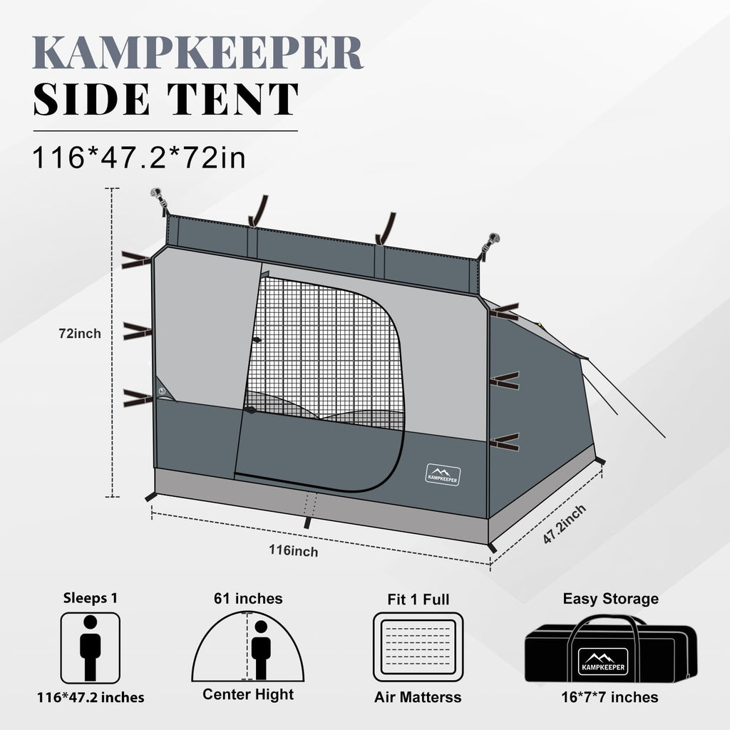 Side Tent for 10' x 10' Pop Up Canopy, 1-2 Person Camping Shelter Tent