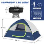 UNP 2-4 Person Tent, Waterproof Fast Setup Family Camping Tent