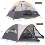 UNP 6-Person Family Dome Camping Tent with Screen Room & Porch