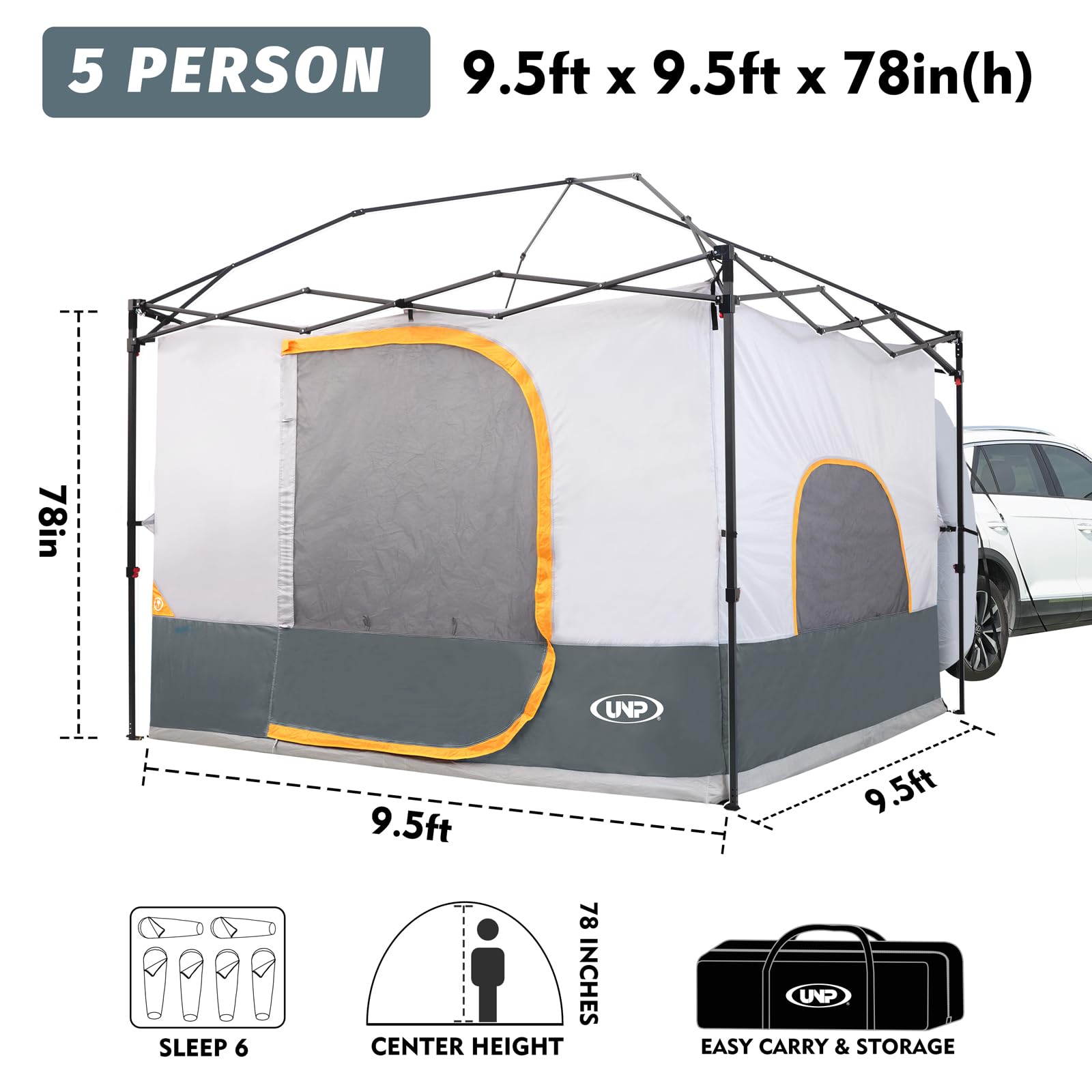 UNP Cube Tent for Camping, 10x10 Pop Up Canopy Attachment