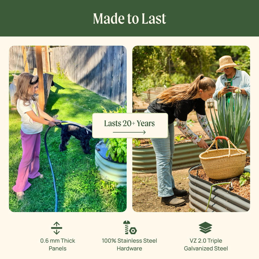 Hiker Garden 9-in-1 Metal Raised Garden Bed, 8' x 2' – Olive Green