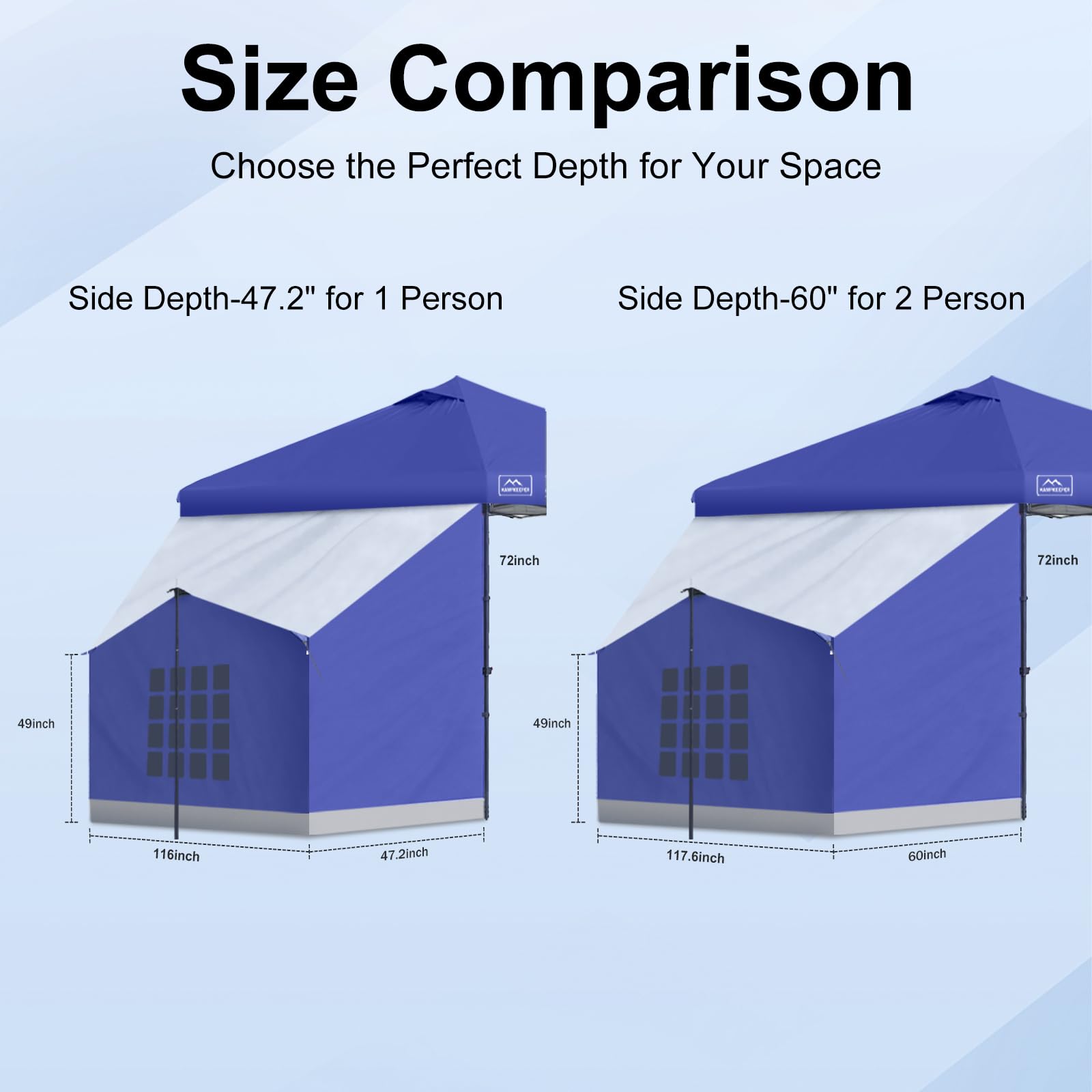 Side Tent 2 Person Camping Tent for 10' x 10' Pop Up Canopy