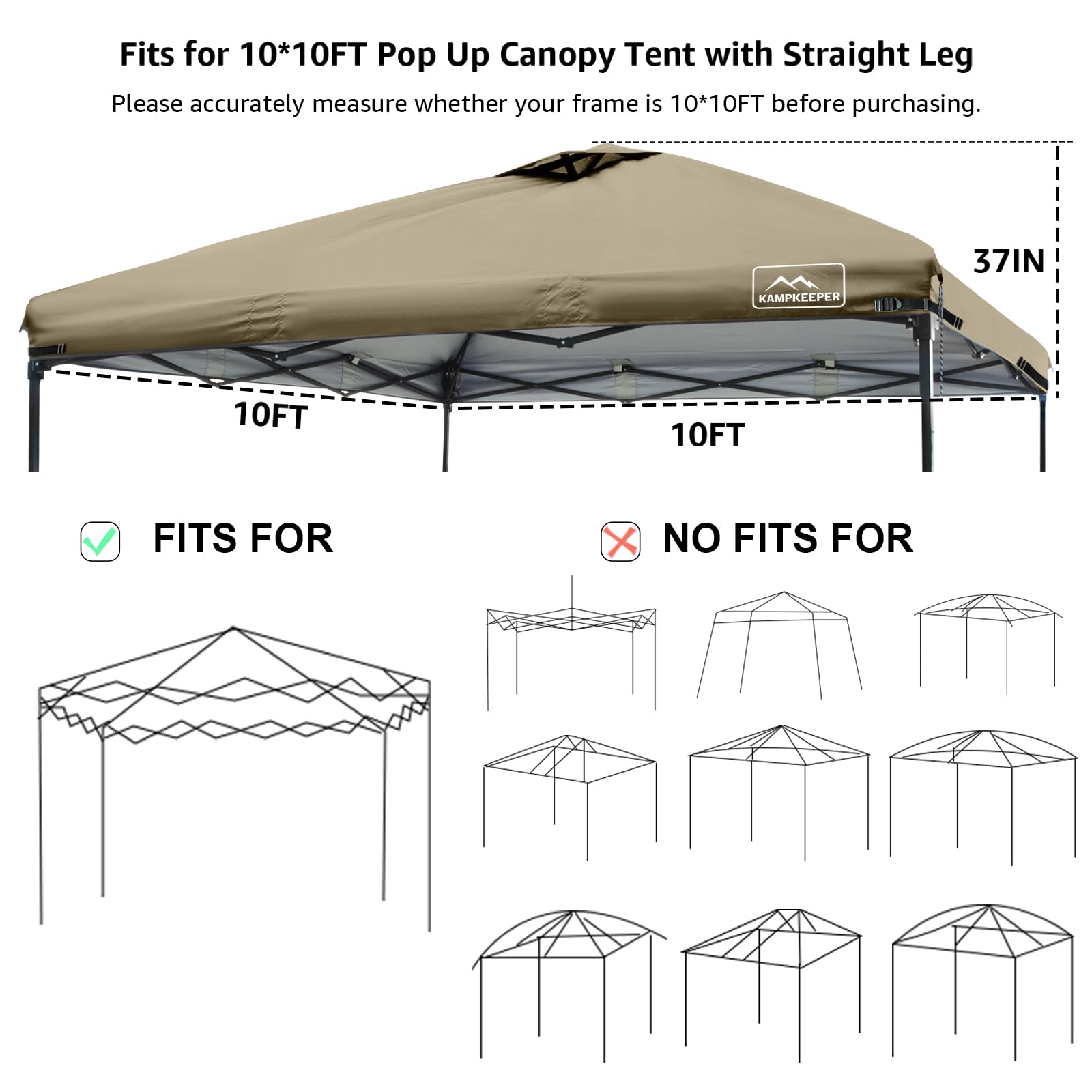 10x10 FT Replacement Canopy Top with Air Vent – UV & Waterproof
