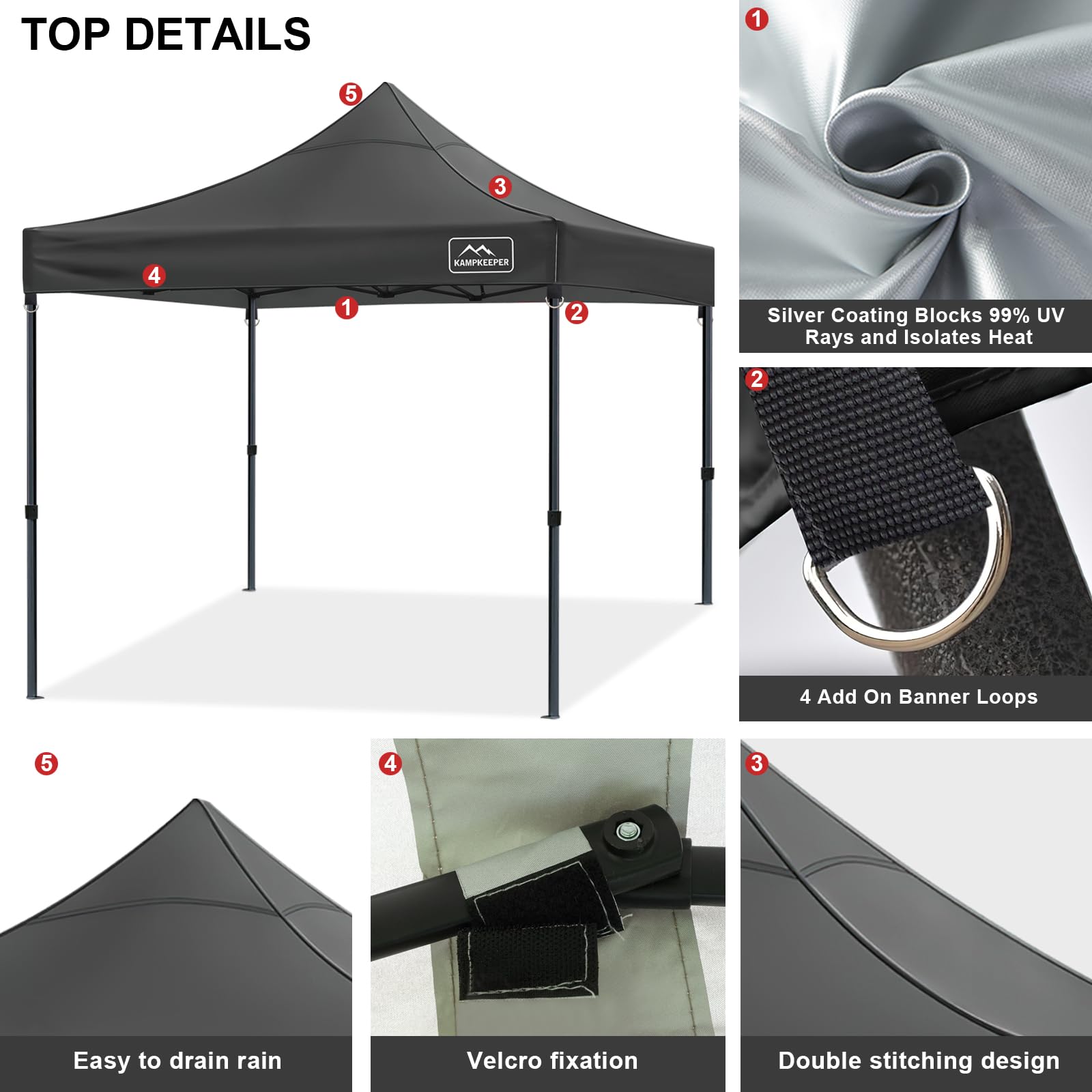 10x10 Canopy Replacement Top Cover for Peak Straight Leg Canopy Tent