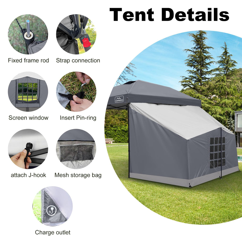 Side Tent for 10' x 10' Pop Up Canopy, 1-2 Person Camping Shelter Tent