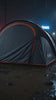 UNP waterproof camping tent standing strong in heavy rain at night, durable all-weather dome tent