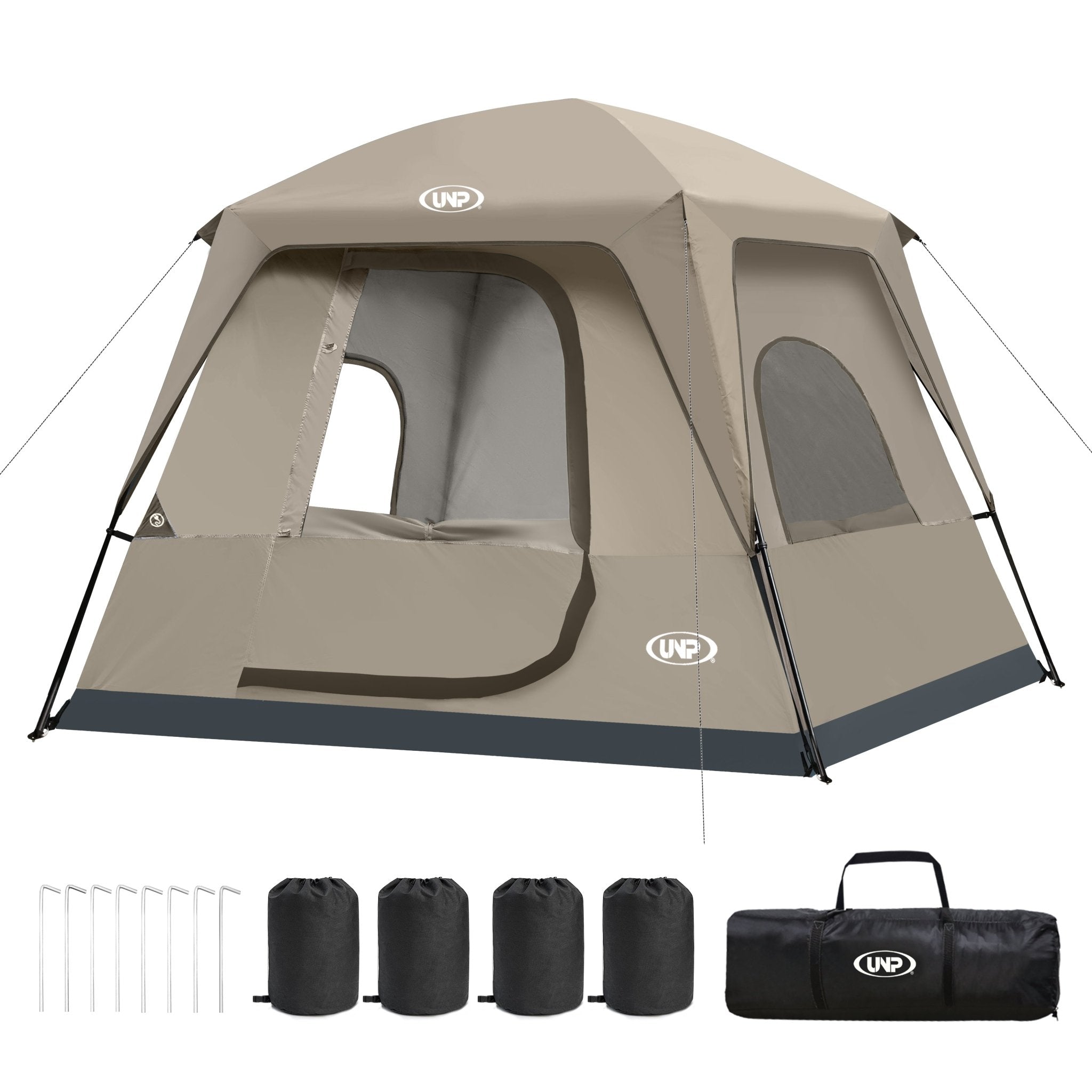 UNP 4 - Person Camping Tent - by UNP OUTDOOR-Beige