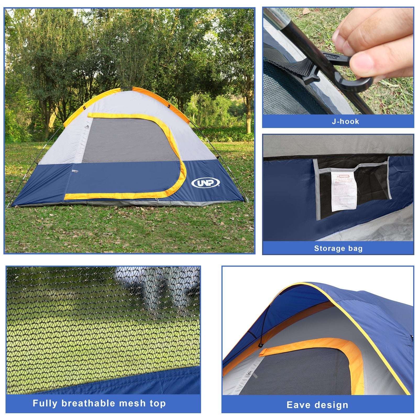 UNP 4 - Person Instant Family Tent with 60s Setup - by UNP OUTDOOR