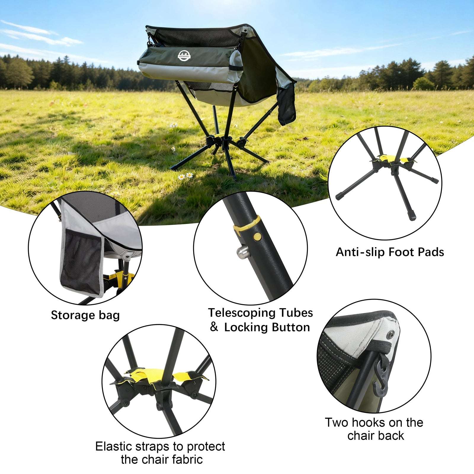 UNP AD Ergo - Comfort Camping Chair - Lightweight Foldable Outdoor Seat - by UNP OUTDOOR