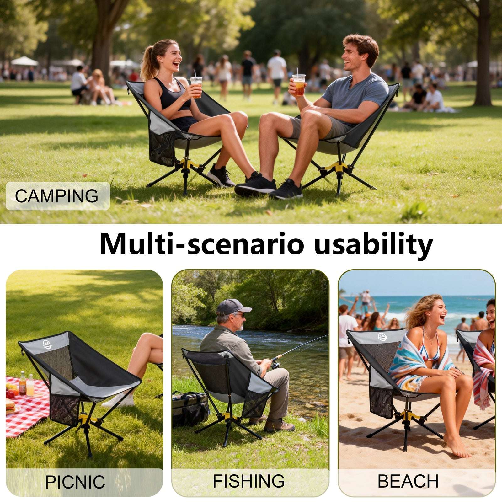 UNP AD Ergo - Comfort Camping Chair - Lightweight Foldable Outdoor Seat - by UNP OUTDOOR