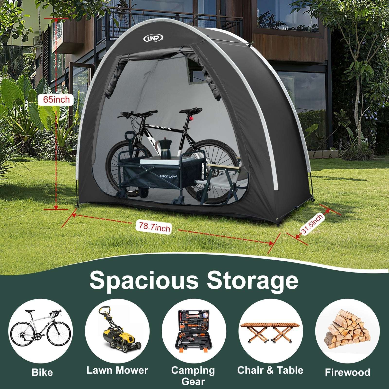 UNP Heavy - Duty Bike Cover - Waterproof Outdoor Shelter for 1 - 2 Bikes - by UNP OUTDOOR